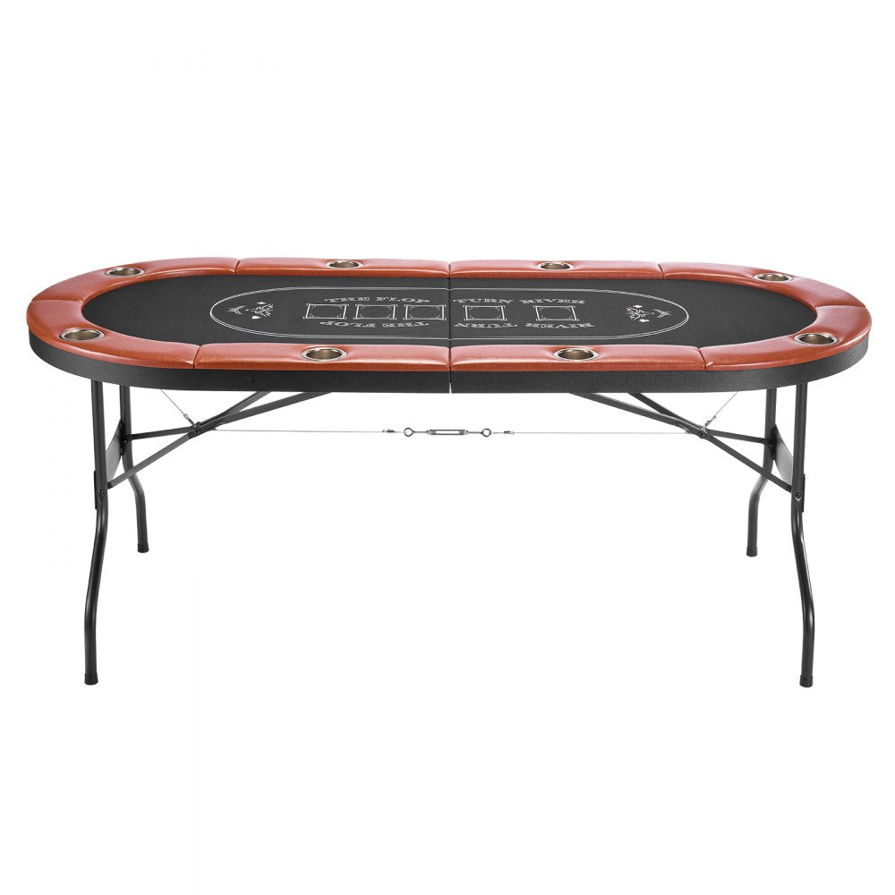 1828.8 mm Folding Poker Table Foldable 8 Player Casino Texas Holdem Table