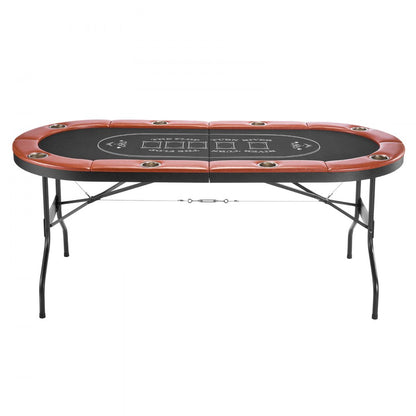 1828.8 mm Folding Poker Table Foldable 8 Player Casino Texas Holdem Table