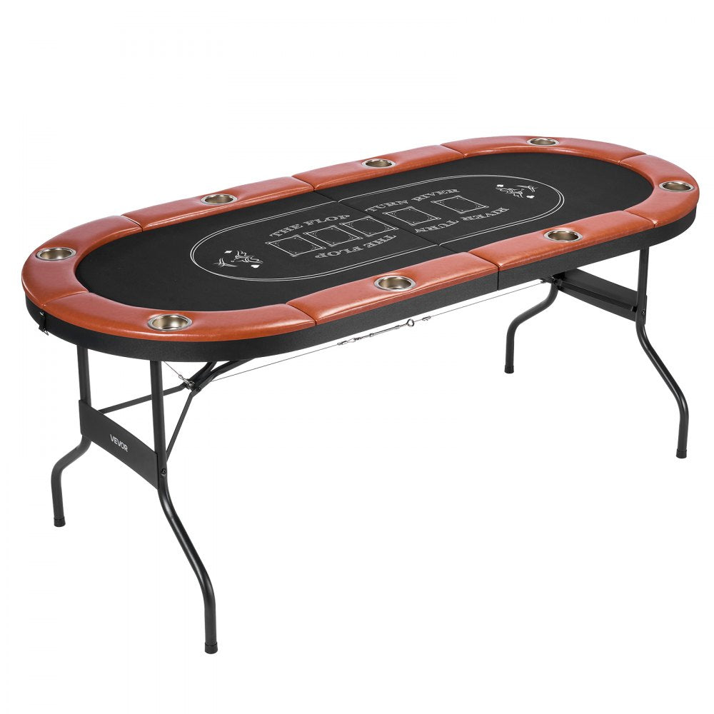1828.8 mm Folding Poker Table Foldable 8 Player Casino Texas Holdem Table