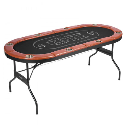 1828.8 mm Folding Poker Table Foldable 8 Player Casino Texas Holdem Table