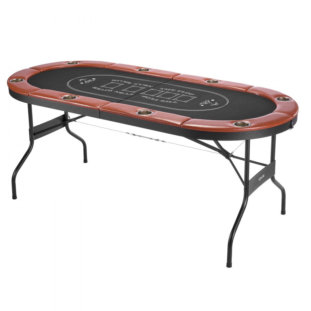 1828.8 mm Folding Poker Table Foldable 8 Player Casino Texas Holdem Table