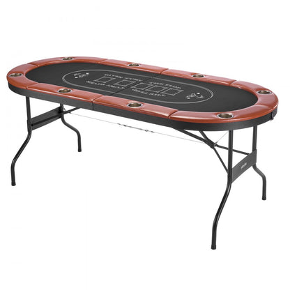1828.8 mm Folding Poker Table Foldable 8 Player Casino Texas Holdem Table