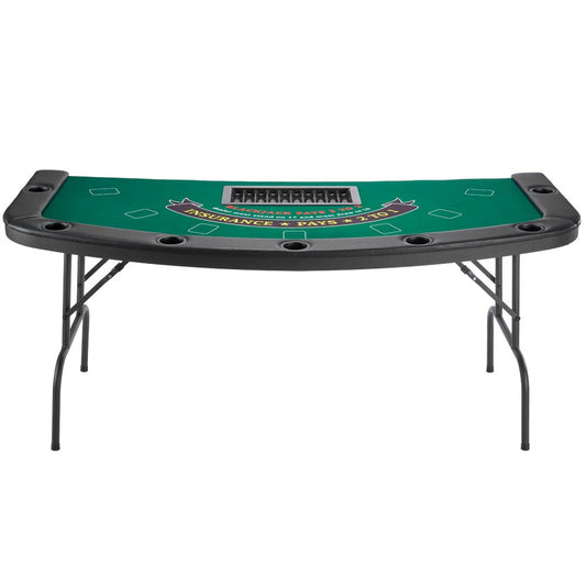 VEVOR 1828.8 mm Folding Poker Table Foldable 7 Player Casino Texas Holdem Table
