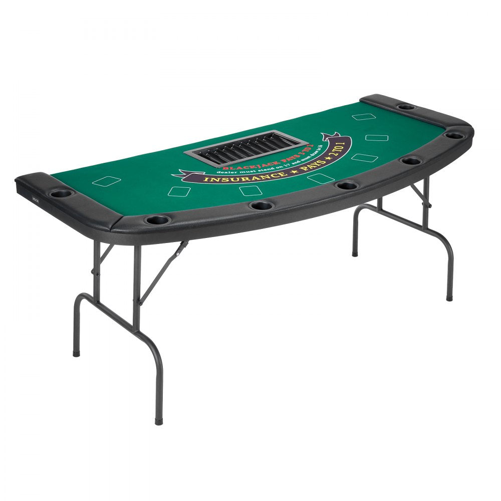 VEVOR 1828.8 mm Folding Poker Table Foldable 7 Player Casino Texas Holdem Table