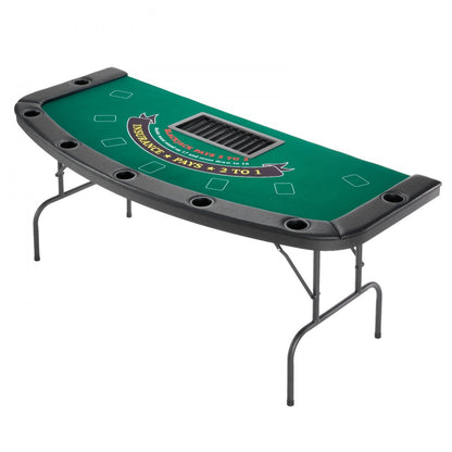 VEVOR 1828.8 mm Folding Poker Table Foldable 7 Player Casino Texas Holdem Table
