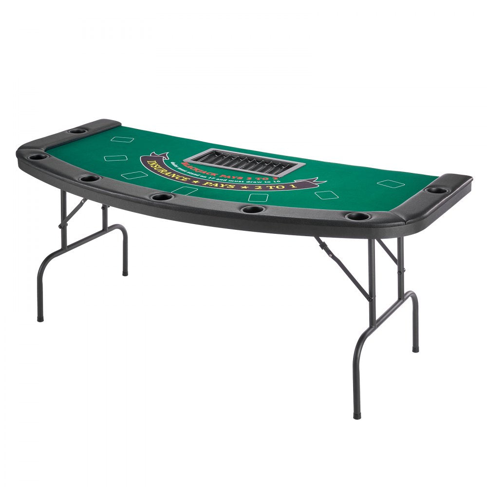 VEVOR 1828.8 mm Folding Poker Table Foldable 7 Player Casino Texas Holdem Table