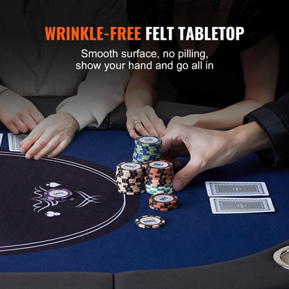 VEVOR 8 Player Foldable Poker Table, Blackjack Texas Holdem Poker Table with Padded