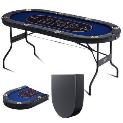 VEVOR 8 Player Foldable Poker Table, Blackjack Texas Holdem Poker Table with Padded