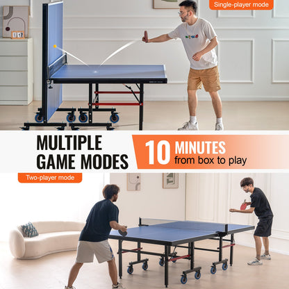 Ping Pong Table, Professional Table Tennis Game, Indoor MDF Portable Table Tennis Table, Foldable Ping Pong Table with Quick Clamp Net and Lockable Wheel, 10 Minute Easy Assembly, 25mm Tabletops