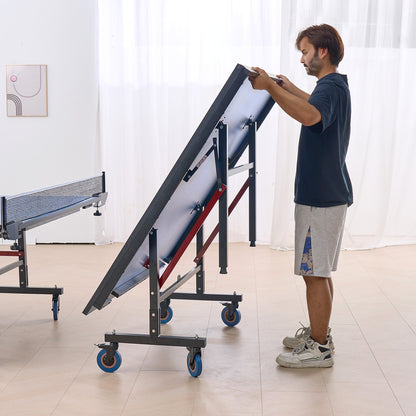Ping Pong Table, Professional Table Tennis Game, Indoor MDF Portable Table Tennis Table, Foldable Ping Pong Table with Quick Clamp Net and Lockable Wheel, 10 Minute Easy Assembly, 25mm Tabletops