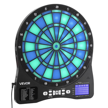 Electronic Dart Board, LED-Illuminated Target Dartboard with 48 Games & 500+ Variations, Includes 6 Dart Shafts with Flights & 50 Soft Tips, Cricket Scoring LCD Screen - Supports Up to 8 Players