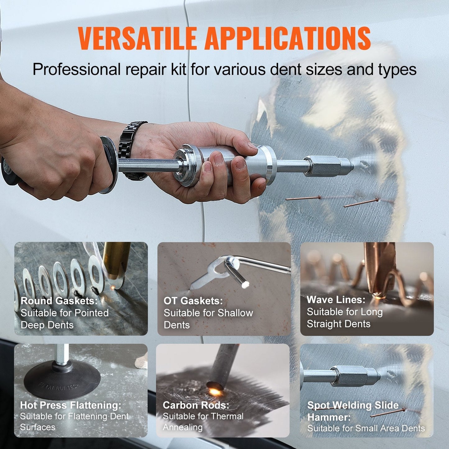 3KW Auto Body Dent Repair Spot Welder, 6 Modes, with 16 Welding Accessories