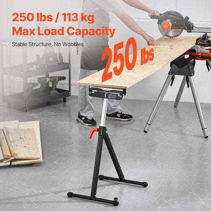 VEVOR Woodworking Roller Stand Max Load 113 kg Adjustable Height 685.8-1092.2 mm