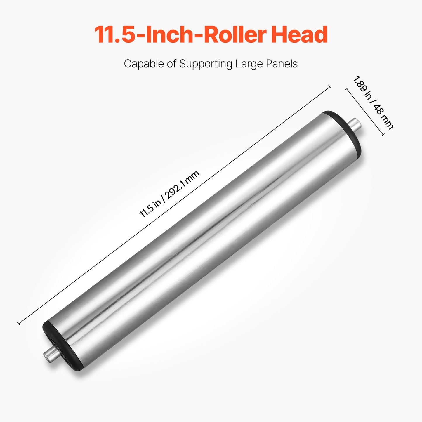2-Pack Roller Stands, 61 kg Load Capacity, 680-1079.5 mm Adjustable Height, Folding Heavy Duty with Polished Steel Roller Head & Edge Guides, for Table Saw Outfeed Woodworking Extension Support