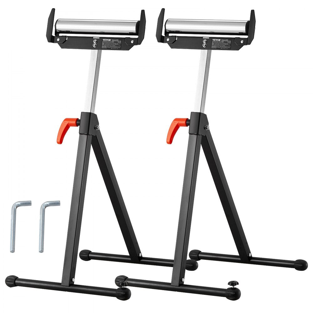 2 PCs Woodworking Roller Stands Max Load 113 kg Adjustable 685.8-1092.2 mm