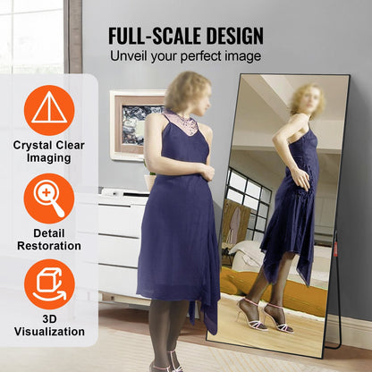 Full Body Mirror 1800x785 mm, Large Rectangle with Stand for Living Room/Bedroom