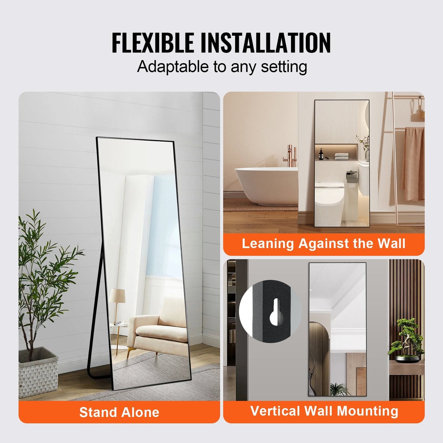 Full Body Mirror 1800x785 mm, Large Rectangle with Stand for Living Room/Bedroom