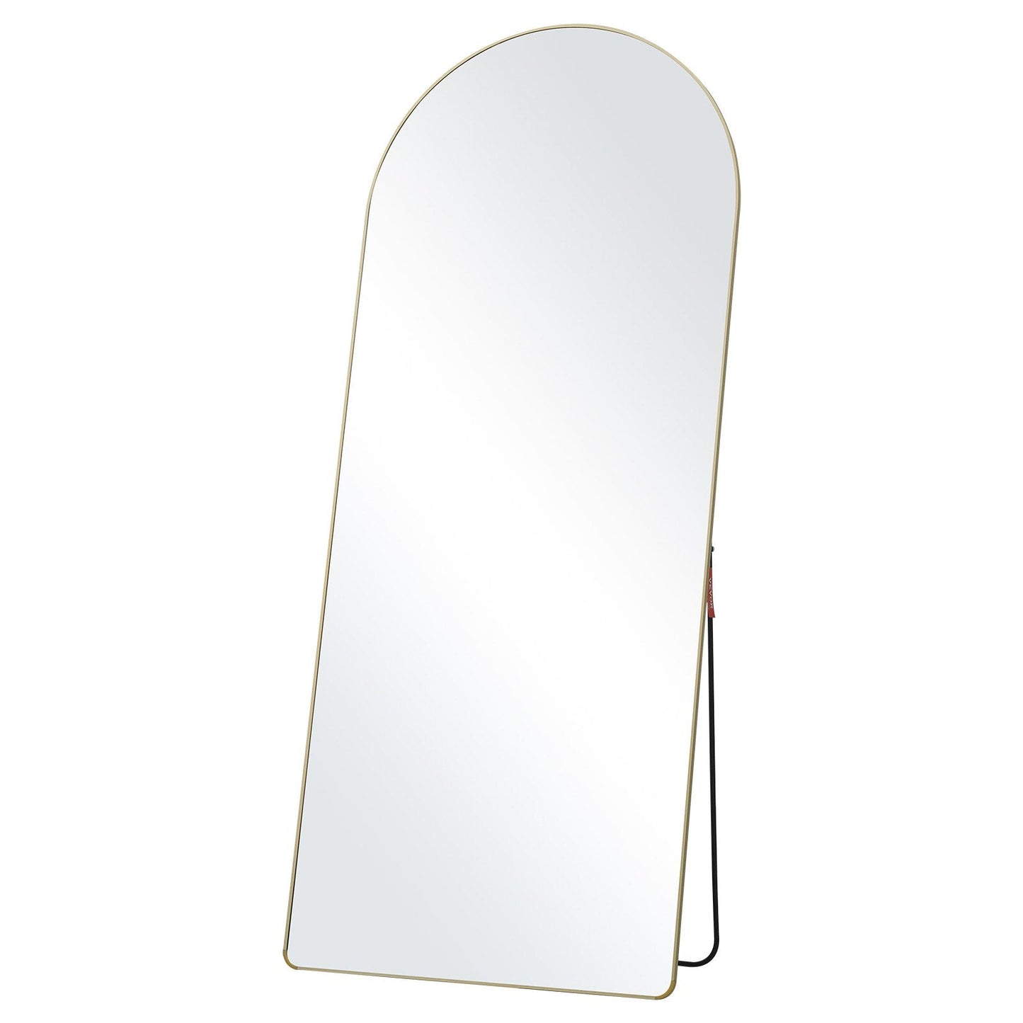 Arched Full Length Mirror, 1.8 x 0.76 m, Black Aluminum Frame, Free Standing