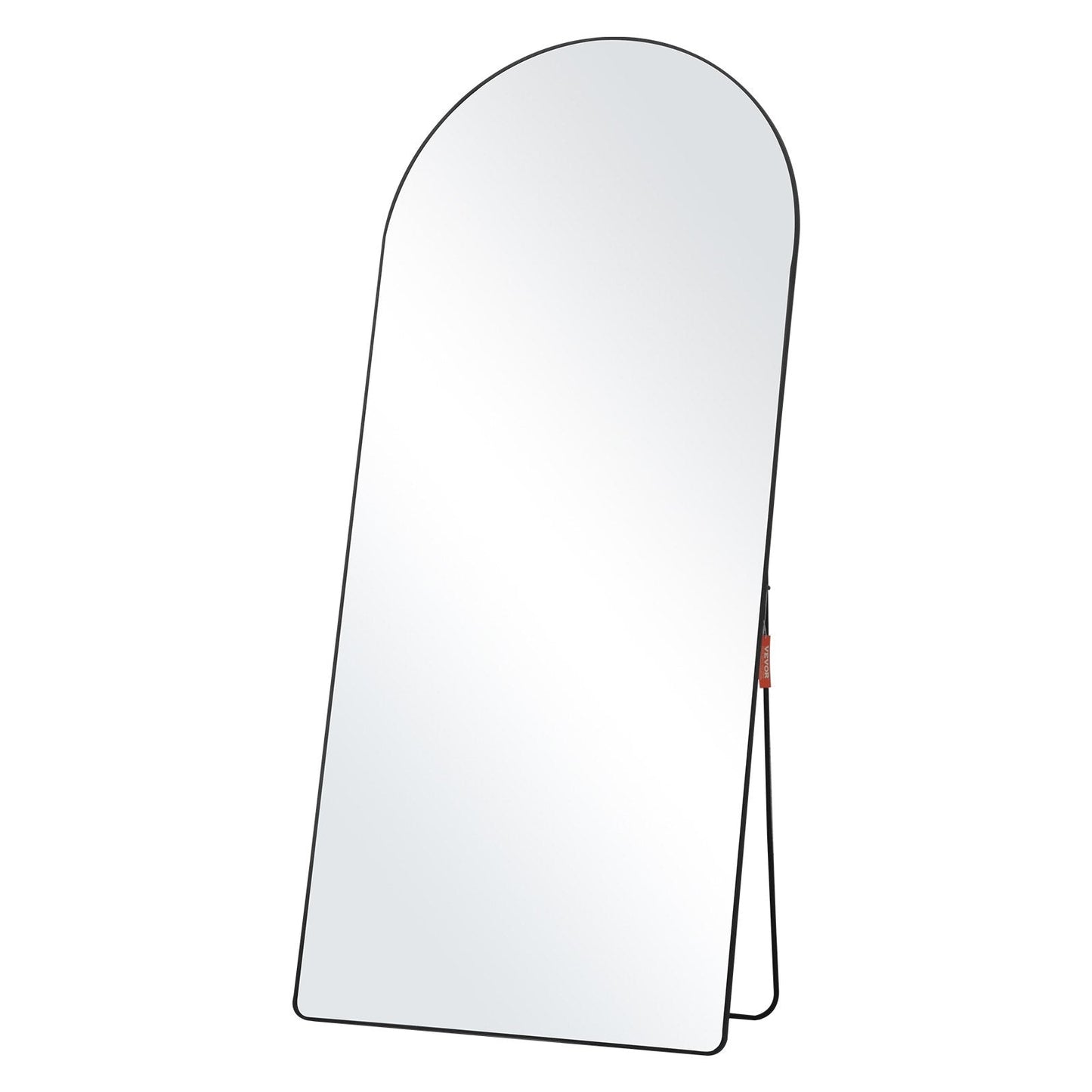 Arched Full Length Mirror 1.8 x 0.81 m, Black Aluminum Frame, Floor & Wall Mounted