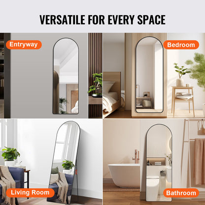 VEVOR Arched Full Length Mirror, 1650 x 558 mm, Large Free Standing Leaning Hanging