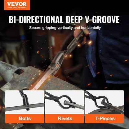 VEVOR Blacksmith Tongs, 461mm V-Bit Bolt Tongs, Carbon Steel Forge Tongs with A3