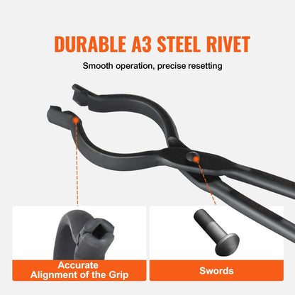 Blacksmith V-Bit Bolt Tongs, 0.46m Carbon Steel with Ergonomic Design