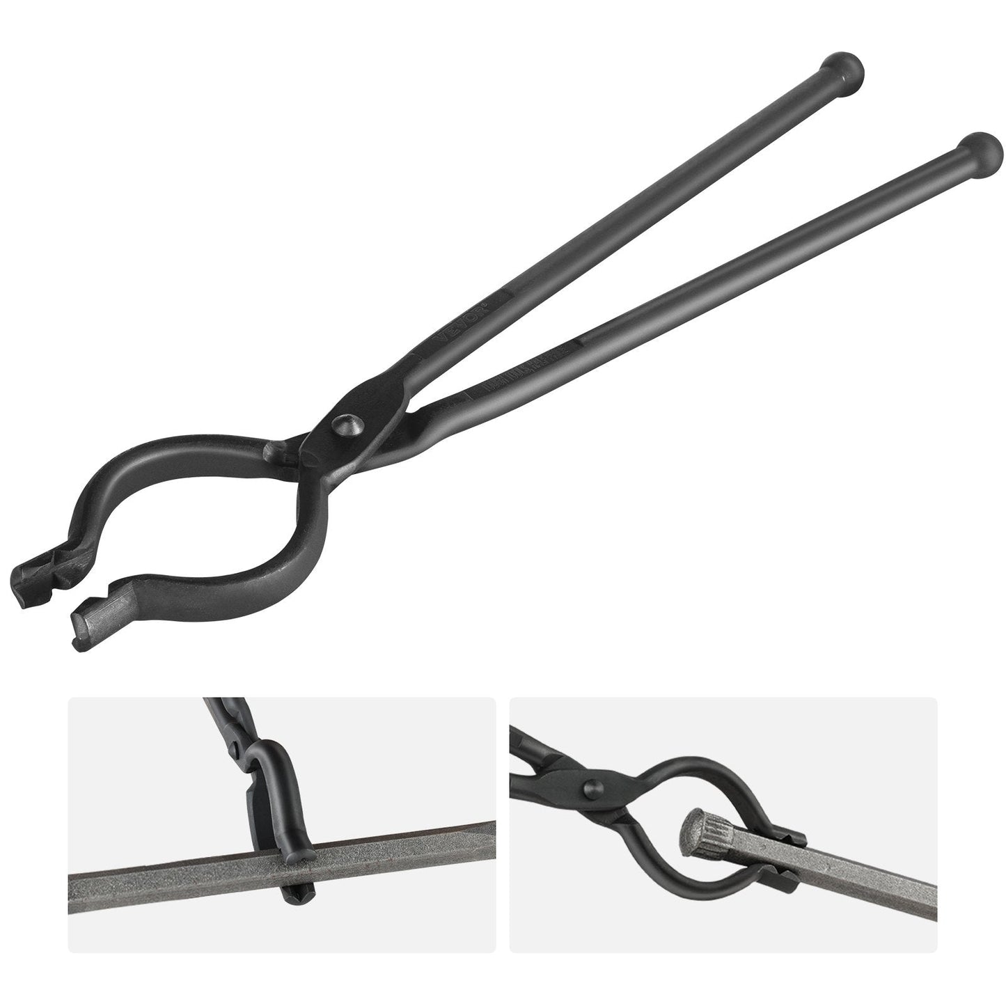 Blacksmith V-Bit Bolt Tongs, 0.46m Carbon Steel with Ergonomic Design