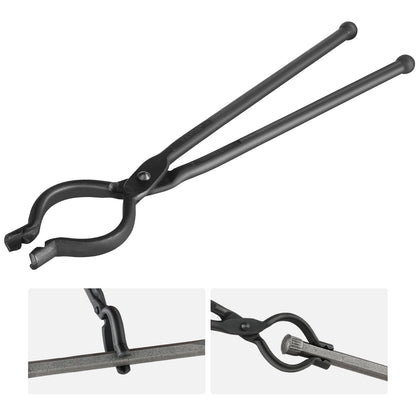 Blacksmith V-Bit Bolt Tongs, 0.46m Carbon Steel with Ergonomic Design
