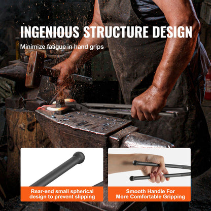 VEVOR Blacksmith Tongs, 18” Wolf Jaw Tongs, Carbon Steel Forge Tongs with A3 Steel