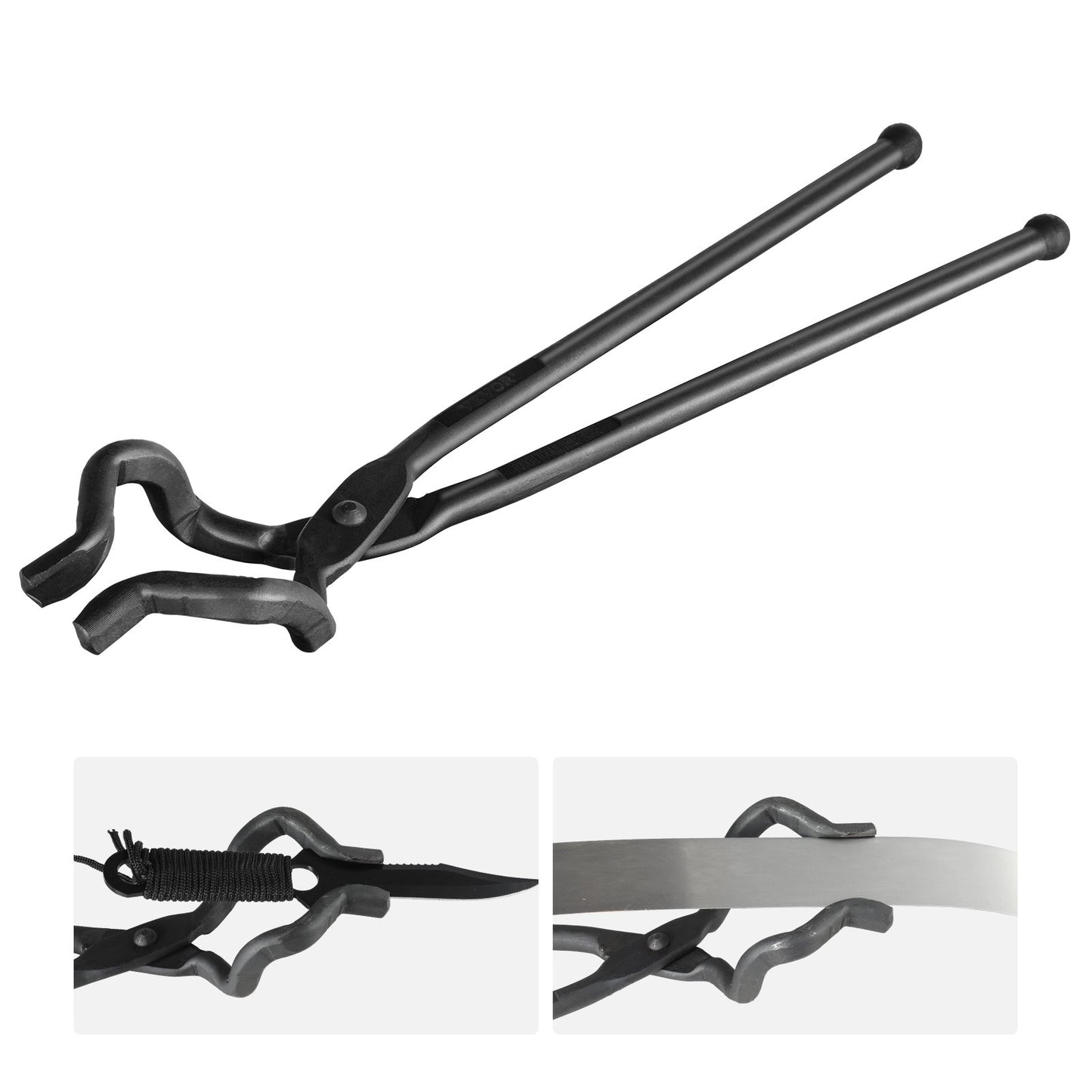 VEVOR Blacksmith Tongs, 463mm Z V-Bit Tongs, Carbon Steel Forge Tongs with A3 Steel