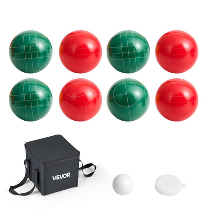 Bocce Ball Set, 107 mm, with 8 Resin Balls, Pallino, Carrying Bag and Measuring Rope, Red and Green 2 Colors, for 2 to 8 Players, Bocce Ball Game Set for Beach, Lawn, Family Backyard, Outdoor