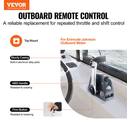 VEVOR Boat Throttle Control, 5006186 Top-Mounted Outboard Remote Control Box for