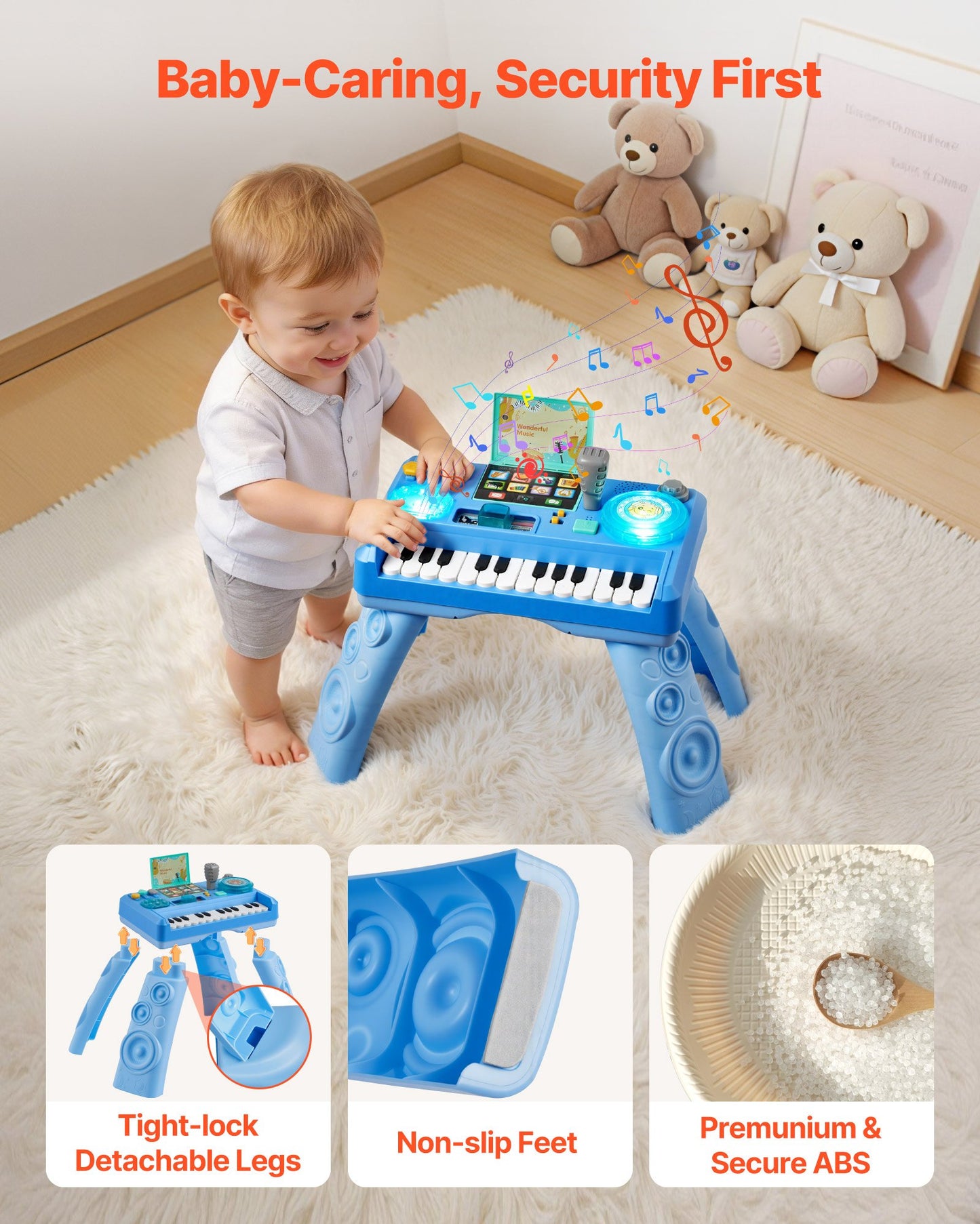 Baby DJ Playset for Toddlers 1-3, Educational Musical Table Toys with 133 Sound Sources, Recording and LED DJ Turntable, Baby Activity Table for Birthday, Gift for Kids Aged 6+ Months