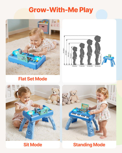Baby DJ Playset for Toddlers 1-3, Educational Musical Table Toys with 133 Sound Sources, Recording and LED DJ Turntable, Baby Activity Table for Birthday, Gift for Kids Aged 6+ Months