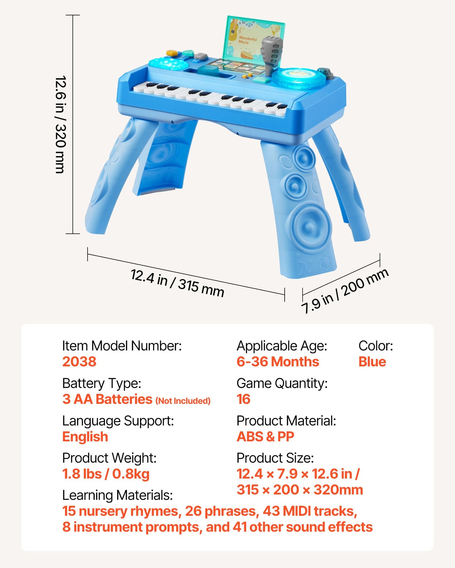 Baby DJ Playset for Toddlers 1-3, Educational Musical Table Toys with 133 Sound Sources, Recording and LED DJ Turntable, Baby Activity Table for Birthday, Gift for Kids Aged 6+ Months