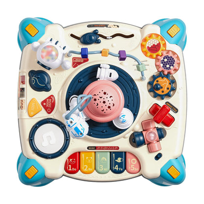 Baby Spacecraft Musical Table Toys for 1-3 Years Old, Learning Activity Desk with Space Theme & Soft-glow Star Projector & 60+ Sound Sources, Toddler Learning Table for Kids 6+ Months