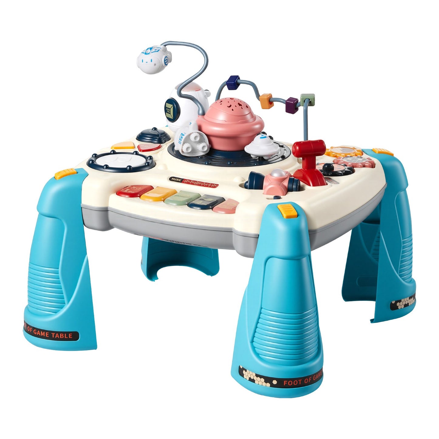 Baby Spacecraft Musical Table Toys for 1-3 Years Old, Learning Activity Desk with Space Theme & Soft-glow Star Projector & 60+ Sound Sources, Toddler Learning Table for Kids 6+ Months