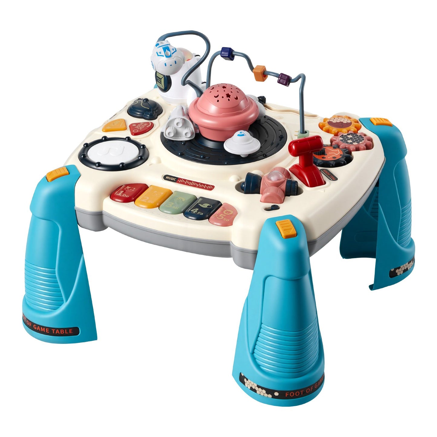 Baby Spacecraft Musical Table Toys for 1-3 Years Old, Learning Activity Desk with Space Theme & Soft-glow Star Projector & 60+ Sound Sources, Toddler Learning Table for Kids 6+ Months