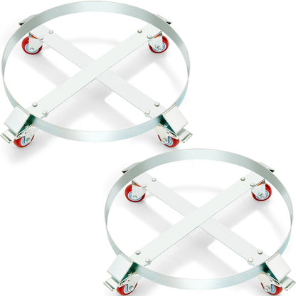 2PCS 250L Heavy Duty Drum Dolly, 454kg Load, Steel Frame & Swivel Casters