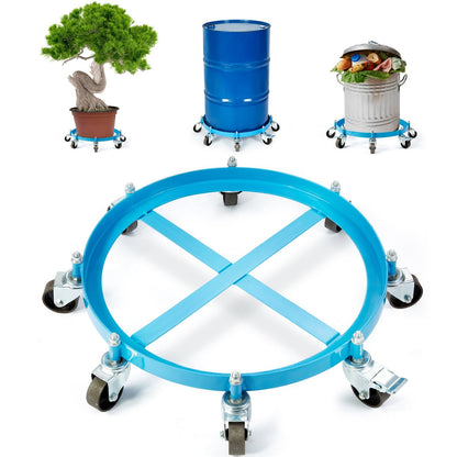 Heavy Duty 55 Gallon Drum Dolly with 907 kg Capacity and 8 Swivel Casters