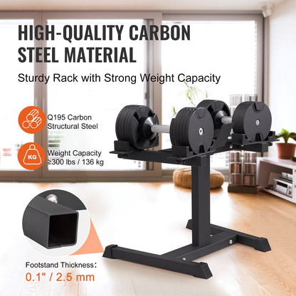 Adjustable Dumbbell Stand with Media Rack, Home Gym Storage Solution, 136 kg Capacity