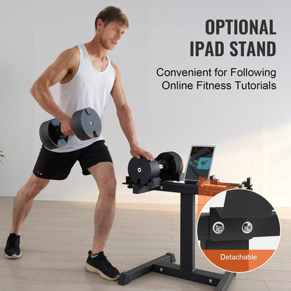 Adjustable Dumbbell Stand with Media Rack, Home Gym Storage Solution, 136 kg Capacity