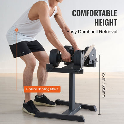 VEVOR Adjustable Dumbbell Stand, Home Fitness Rack and Stand with Media Rack, Safe