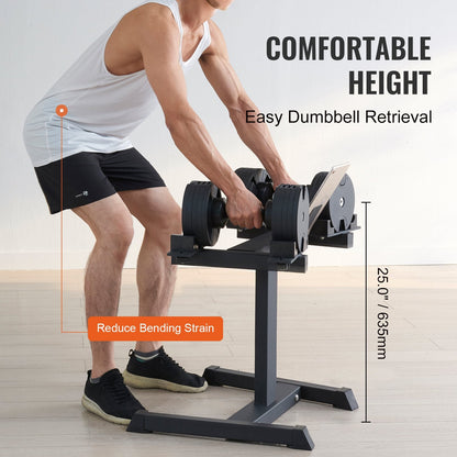 Adjustable Dumbbell Stand with Media Rack, Home Gym Storage Solution, 136 kg Capacity