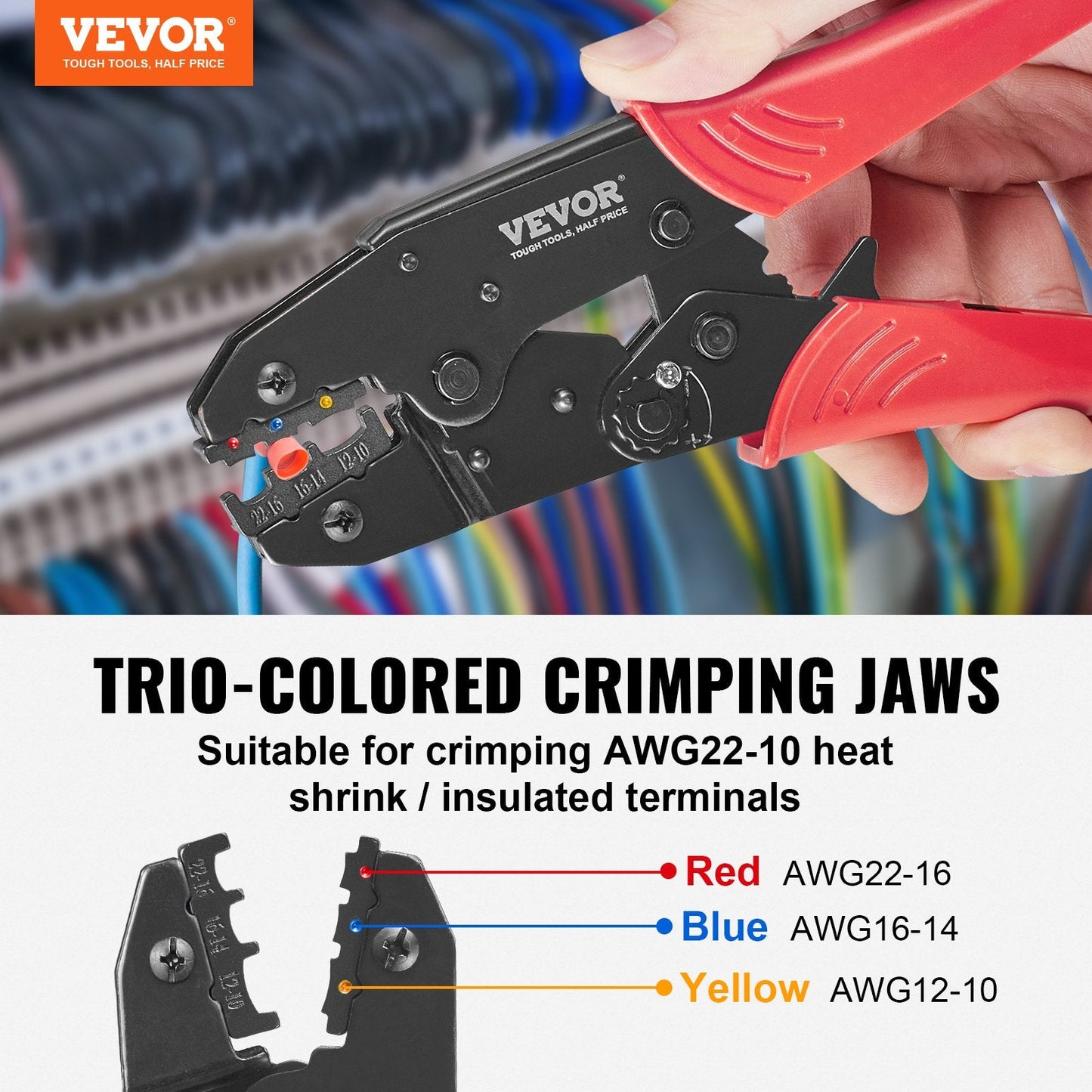 Ratcheting Wire Crimper Set with Stripper, Gloves & 210 Heat Shrink Tubes