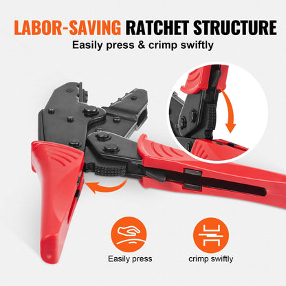 Ratcheting Wire Crimper Set with Stripper, Gloves & 210 Heat Shrink Tubes