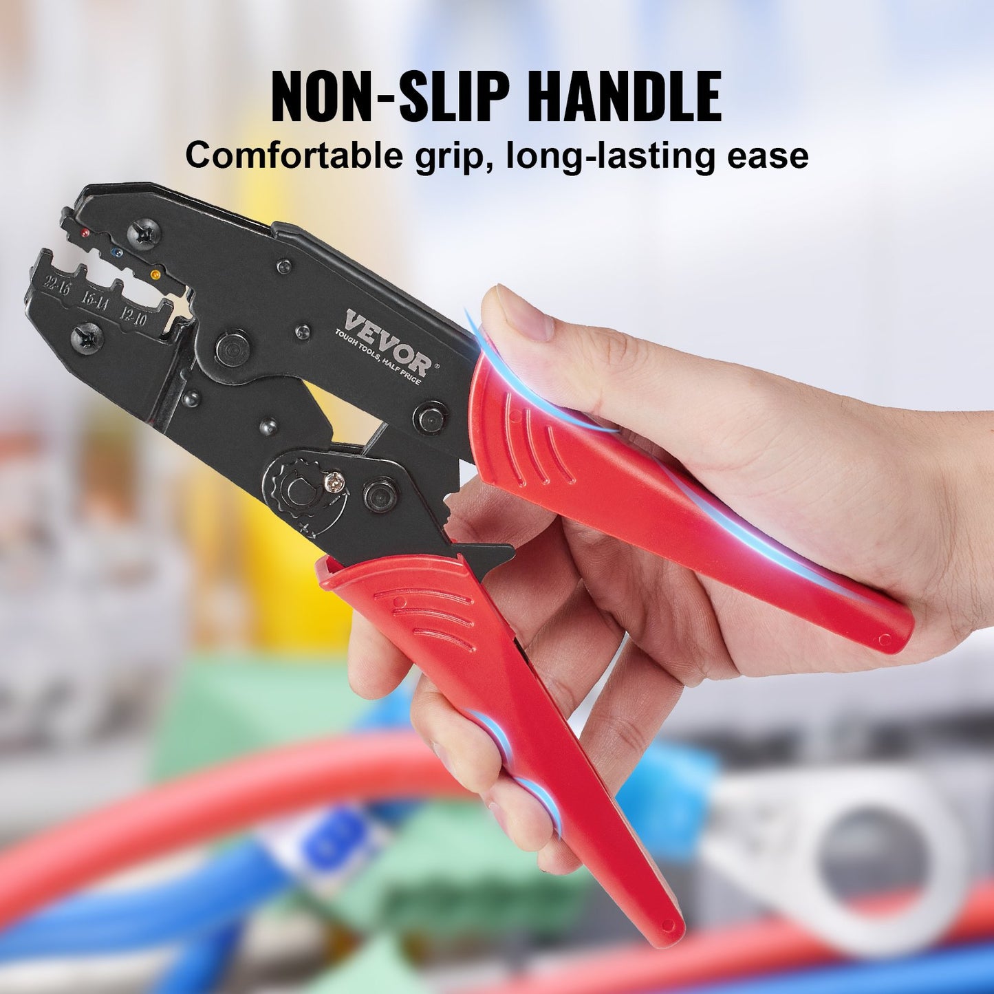 VEVOR Crimping Tool, AWG22-10 Heat Shrink/Nylon/Insulated Terminal Crimper, Labor-Saving