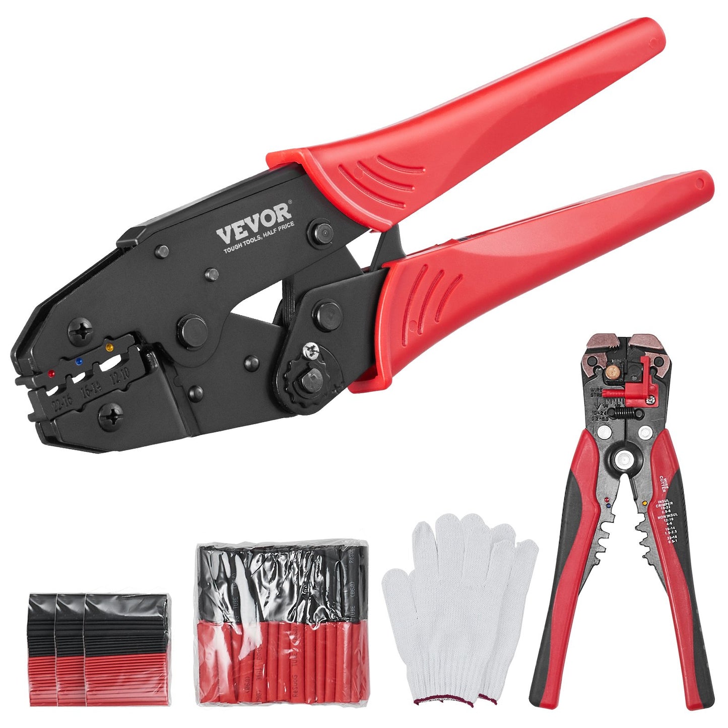 VEVOR Crimping Tool, AWG22-10 Heat Shrink/Nylon/Insulated Terminal Crimper, Labor-Saving