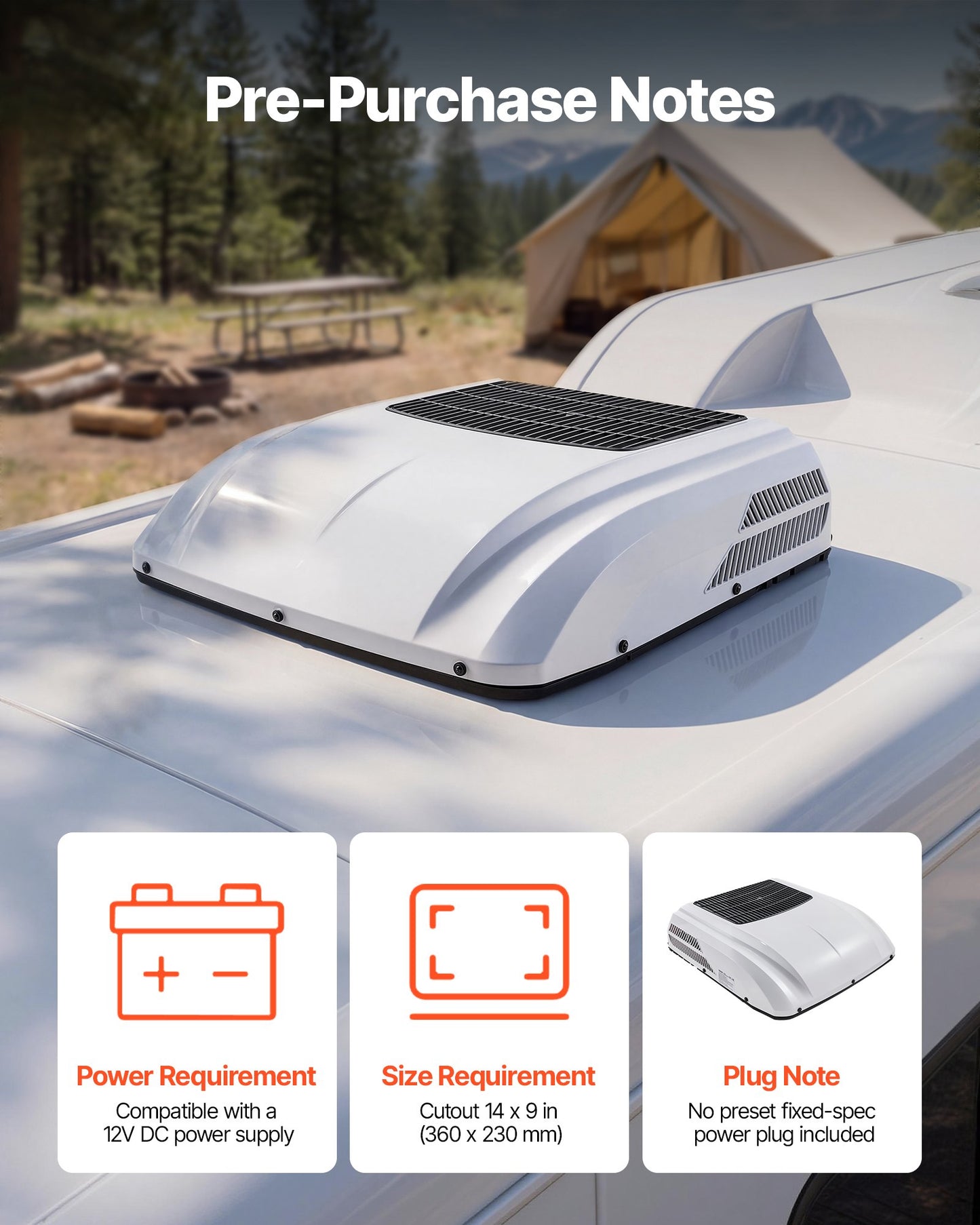 Truck Air Conditioner, 12V 10000 BTU RV Rooftop AC Unit, 350 m³/h Airflow, Cooling & Heating 2 in 1 Function Cab Air Conditioner, Quiet A/C Unit for Semi Truck Trailer Motorhome Tractor Caravan