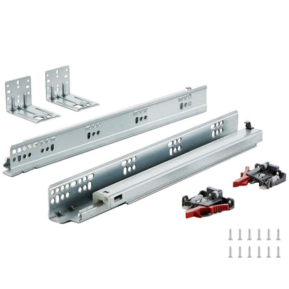 Heavy Duty 0.38m Drawer Side Mount Rails, Soft-Close, 45kg Load Capacity